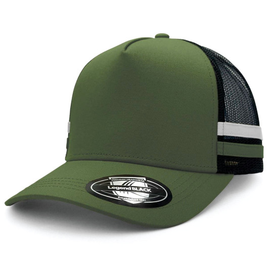 Striped Trucker Caps Olive Black White